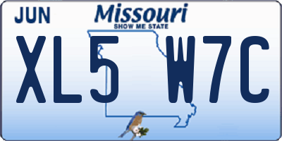 MO license plate XL5W7C