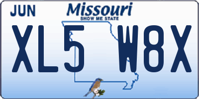 MO license plate XL5W8X