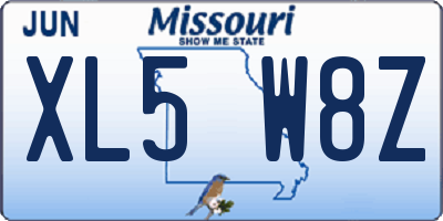 MO license plate XL5W8Z