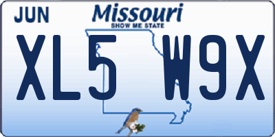 MO license plate XL5W9X