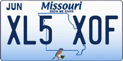 MO license plate XL5X0F