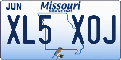 MO license plate XL5X0J