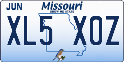MO license plate XL5X0Z