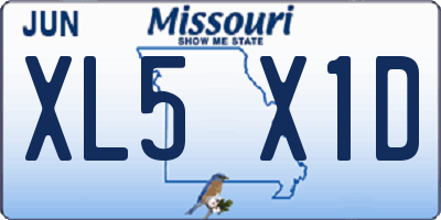 MO license plate XL5X1D