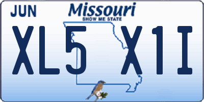 MO license plate XL5X1I