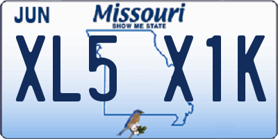 MO license plate XL5X1K