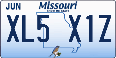 MO license plate XL5X1Z