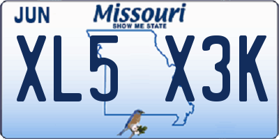 MO license plate XL5X3K