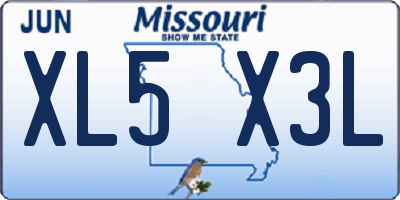 MO license plate XL5X3L