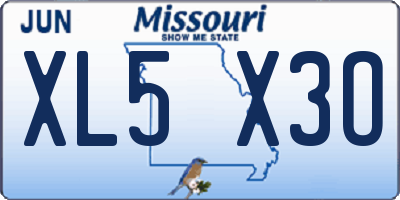 MO license plate XL5X3O