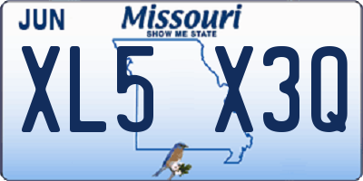 MO license plate XL5X3Q