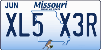 MO license plate XL5X3R