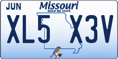 MO license plate XL5X3V
