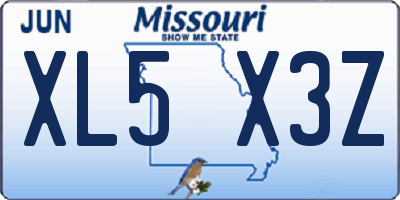 MO license plate XL5X3Z