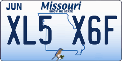 MO license plate XL5X6F
