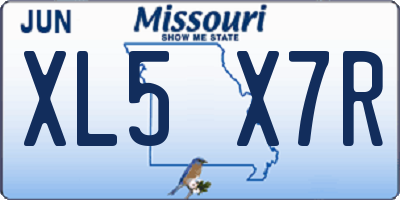 MO license plate XL5X7R