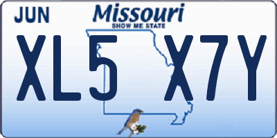 MO license plate XL5X7Y