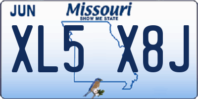 MO license plate XL5X8J