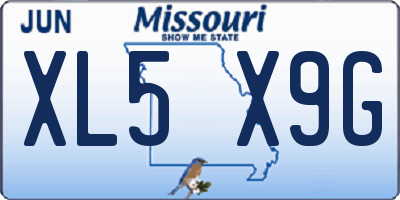 MO license plate XL5X9G