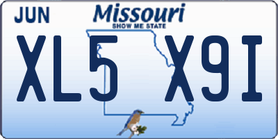 MO license plate XL5X9I