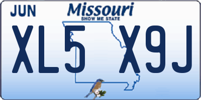 MO license plate XL5X9J
