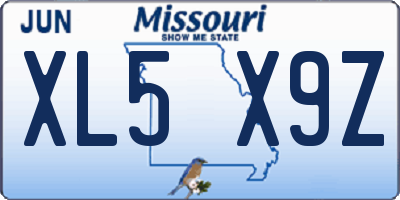 MO license plate XL5X9Z