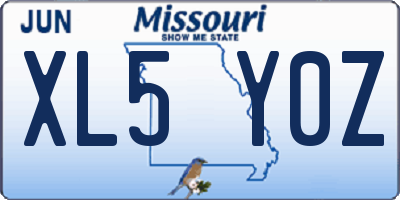 MO license plate XL5Y0Z