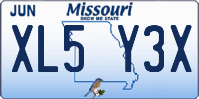 MO license plate XL5Y3X