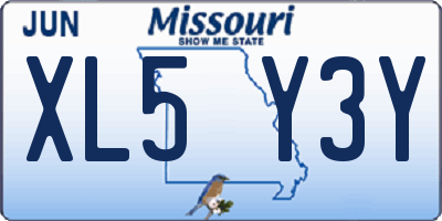 MO license plate XL5Y3Y