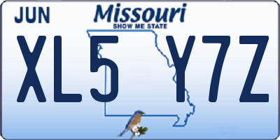 MO license plate XL5Y7Z