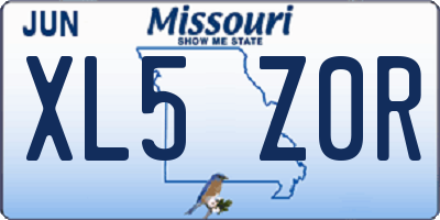 MO license plate XL5Z0R