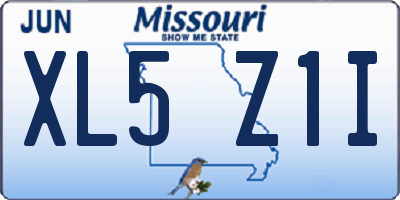 MO license plate XL5Z1I