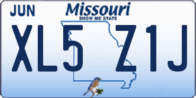 MO license plate XL5Z1J