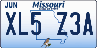 MO license plate XL5Z3A