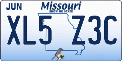 MO license plate XL5Z3C