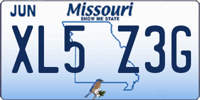 MO license plate XL5Z3G