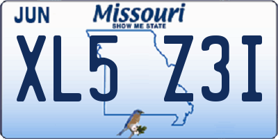 MO license plate XL5Z3I