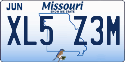 MO license plate XL5Z3M