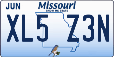 MO license plate XL5Z3N