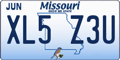 MO license plate XL5Z3U