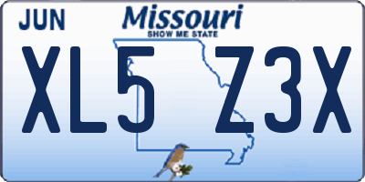 MO license plate XL5Z3X