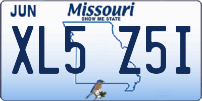 MO license plate XL5Z5I