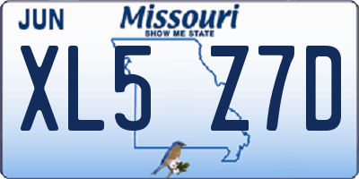 MO license plate XL5Z7D