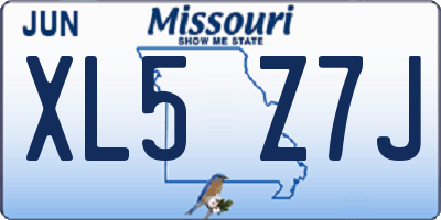 MO license plate XL5Z7J