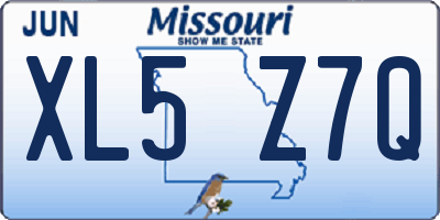 MO license plate XL5Z7Q