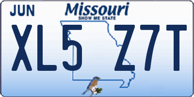 MO license plate XL5Z7T