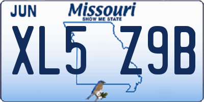 MO license plate XL5Z9B