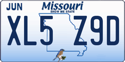 MO license plate XL5Z9D