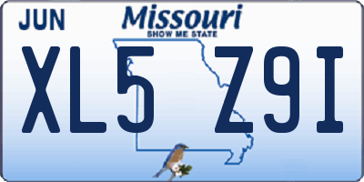 MO license plate XL5Z9I