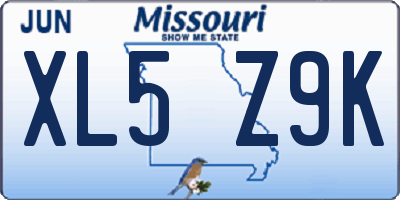 MO license plate XL5Z9K